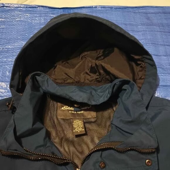 Eddie Bauer Parka Outdoor Jacket Nylon Blue Windbreaker Rainproof Small - Picture 5 of 10